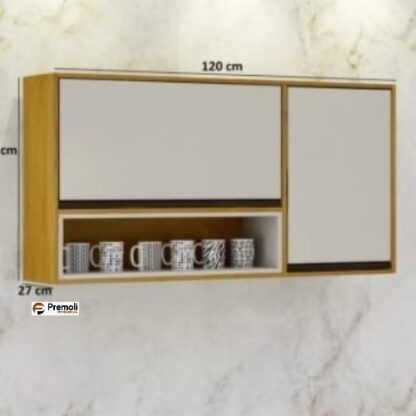 Armário Aéreo Eduarda 120 CHF Portas em MDF Cinamomo/Off White