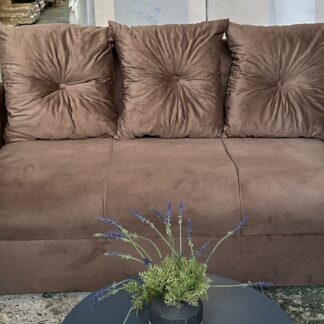 Sofa Pop Bela 3 / Lugares Veludo Cor Marrom Escuro – almofadas soltas Pés em Madeira Variação de tonalidade