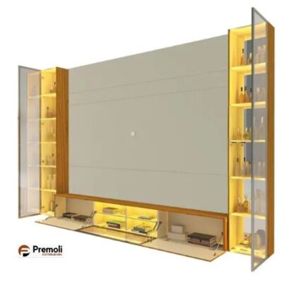 Home TV  90 Polegadas 293cm com Porta Reflecta LED 100% MDF Luminare - Gelius Móveis - Imagem 2