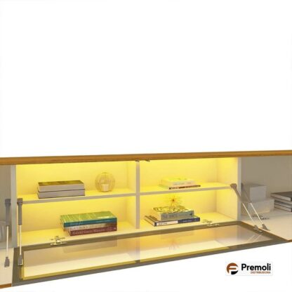 Home TV  90 Polegadas 293cm com Porta Reflecta LED 100% MDF Luminare - Gelius Móveis - Imagem 5