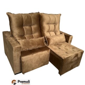 Sofa Retratil E Reclinavel Bello Campo 1.60mt Não e bipartido Cor Caramelo