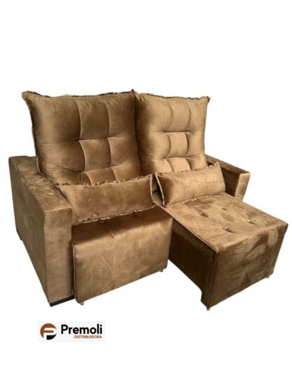 Sofa Retratil E Reclinavel Bello Campo 1.60mt Não e bipartido Cor Caramelo