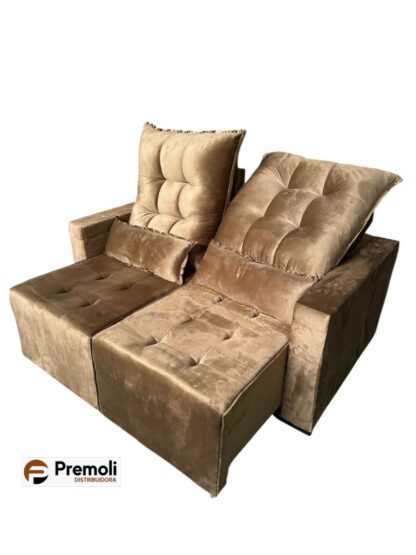 Sofa Retratil E Reclinavel Bello Campo 1.60mt Não e bipartido Cor Caramelo - Imagem 4