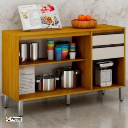 Balcão 3 Portas Em  MDF  Eduarda 120cm Cinanomo Off White - Chf - Imagem 4