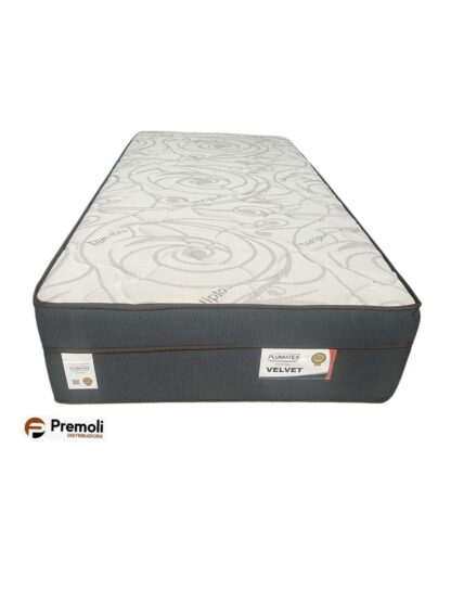 Colchão Velvet Branco Solteiro com Molas Ensacadas 88x188x32 Plumatex
