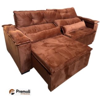 Sofa Veneza 2.30 Retrátil E Reclinàvel C/ Pillow Top Braco Fibra Cor TerraCota