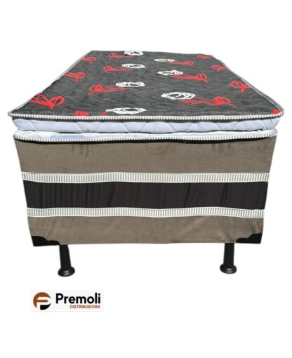 Cama Box D28 Luxo Premoli 88 x 188 x Alt. 60 cm Tampo Vermelho