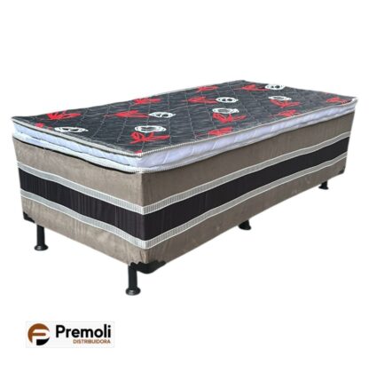 Cama Box D28 Luxo Premoli 88 x 188 x Alt. 60 cm Tampo Vermelho - Imagem 3