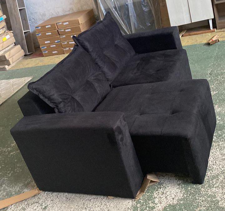 Retrátil 1.50 Guatemala Não e bipartido Encosto Almofadas Solta Cor Preto Premoli - Imagem 2