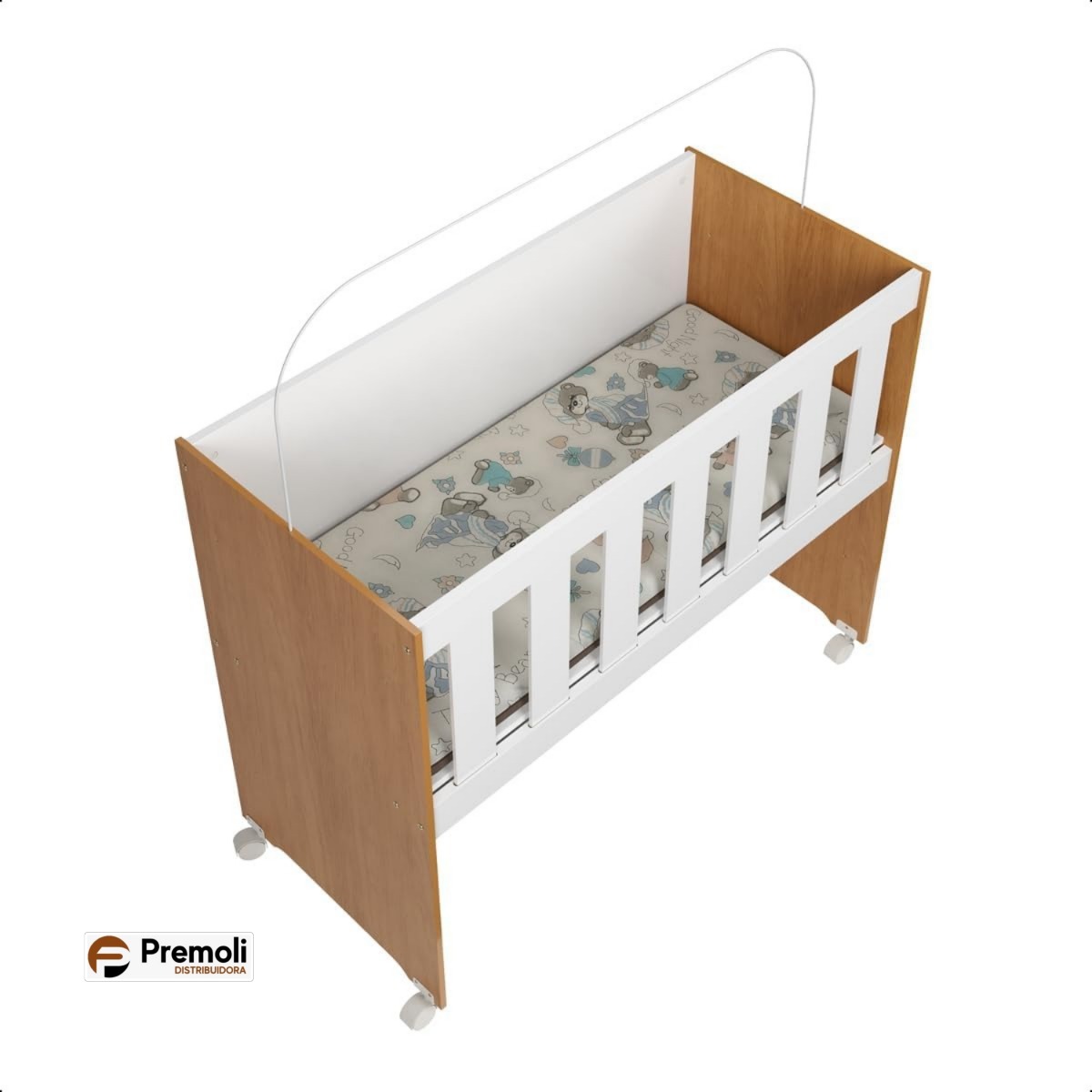 Mini Berco Multifuncional Rubi 5 em 1  Com Colchao Branco e Amadeirado Tigus - Imagem 2