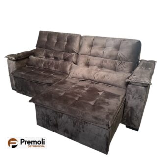 Sofa Premoli 2.30 Retrátil E Reclinàvel C/ Pillow Top Braco Fibra Cor Marrom