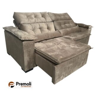 Sofa Premoli 2.30 Retrátil E Reclinàvel C/ Pillow Top Braco Fibra Cor Bege