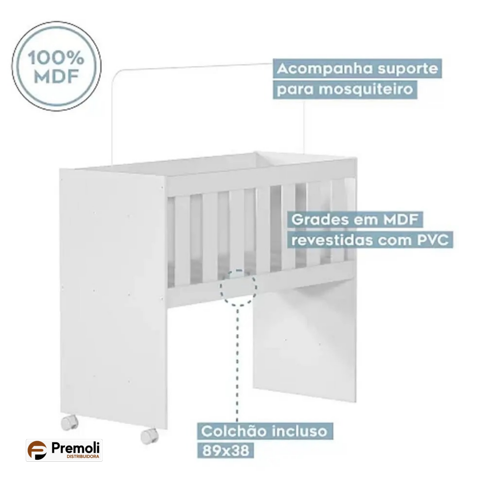 Mini Berco Multifuncional Rubi 5 em 1  Com Colchao Branco Tigus - Imagem 5