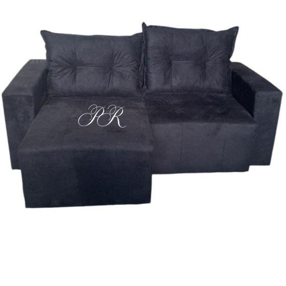 Retrátil 1.90 Guatemala bipartido Encosto Almofadas Solta Cor Preto Premoli