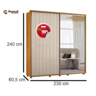 Guarda Roupa Monet 2 Portas de Correr 4 Gavetas Cinamomo Off White Madetec
