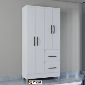 Guarda Roupa Capri 4 Portas  cor branco 2 Gavetas poquema