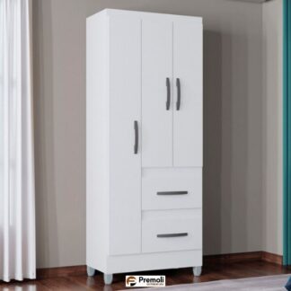 Guarda-roupa Capri 3 Portas 2 Gavetas Branco - Poquema