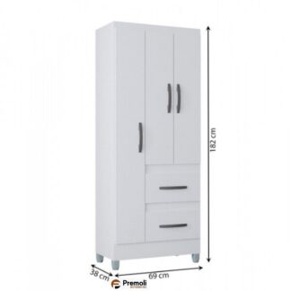 Guarda-roupa Capri 3 Portas 2 Gavetas Branco - Poquema