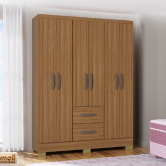 Guarda Roupa cor Cinamomo  Capri 6 Portas e 2 Gavetas poquema