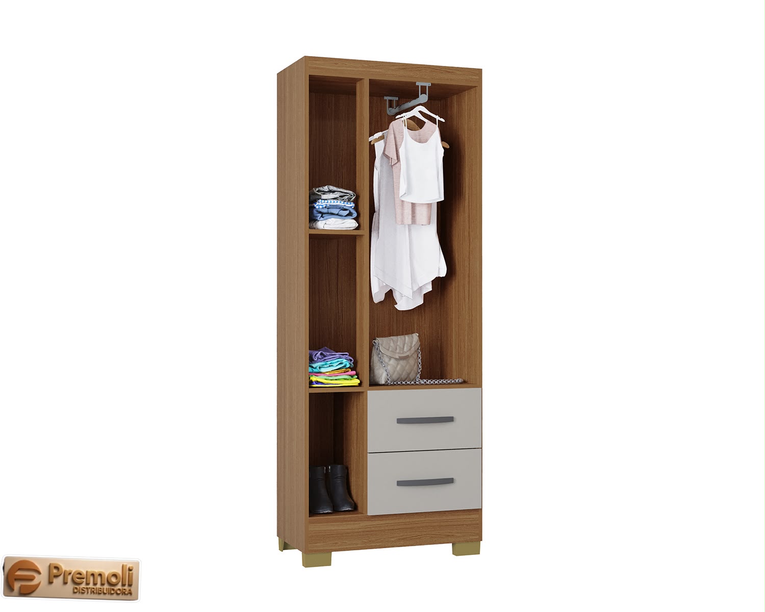 Guarda-roupa Capri 3 Portas 2 Gavetas Cinamomo/off - Poquema - Imagem 2