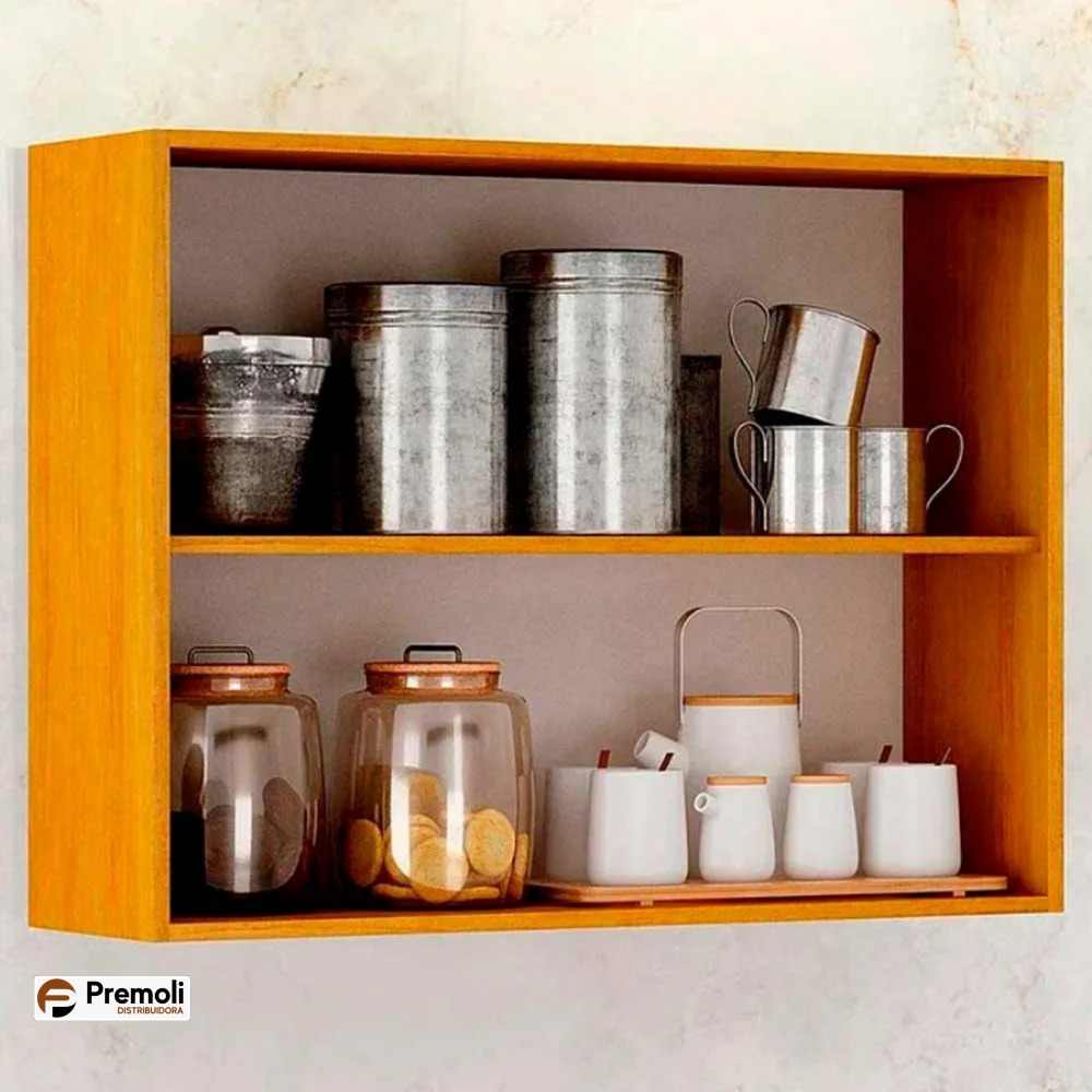 Armário aéreo 2 portas 80 cm Eduarda CHF Cinamomo/Cinza - Imagem 3