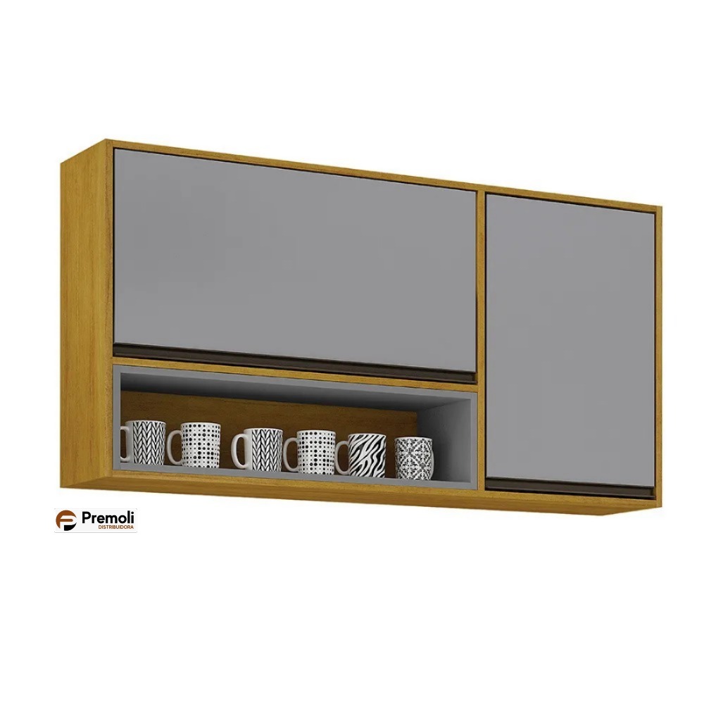 Aéreo Cozinha Eduarda 2 Portas Cinamomo/cinza chf