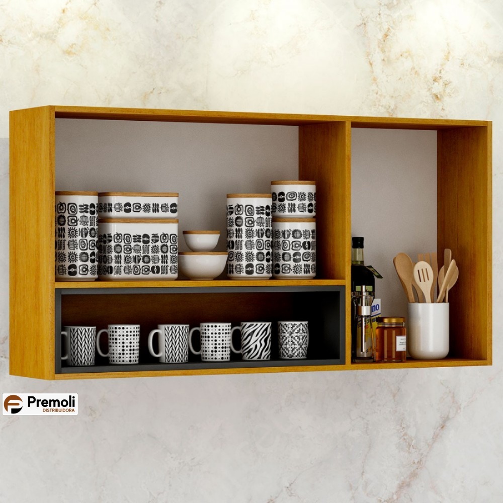 Aéreo Cozinha Eduarda 2 Portas Cinamomo/cinza chf - Imagem 2