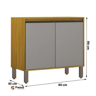 Balcão 2 portas 80 cm Eduarda Cinamomo/Cinza CHF