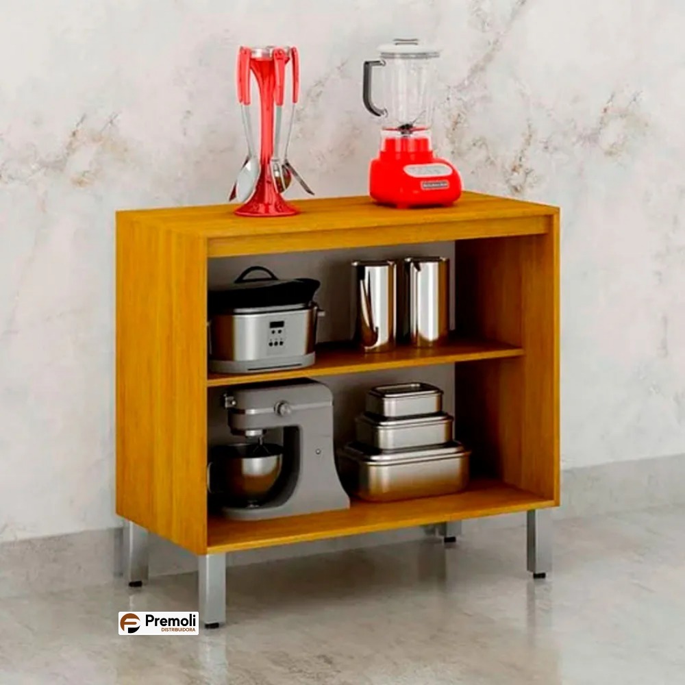 Balcão 2 portas 80 cm Eduarda Cinamomo/Cinza CHF - Imagem 2