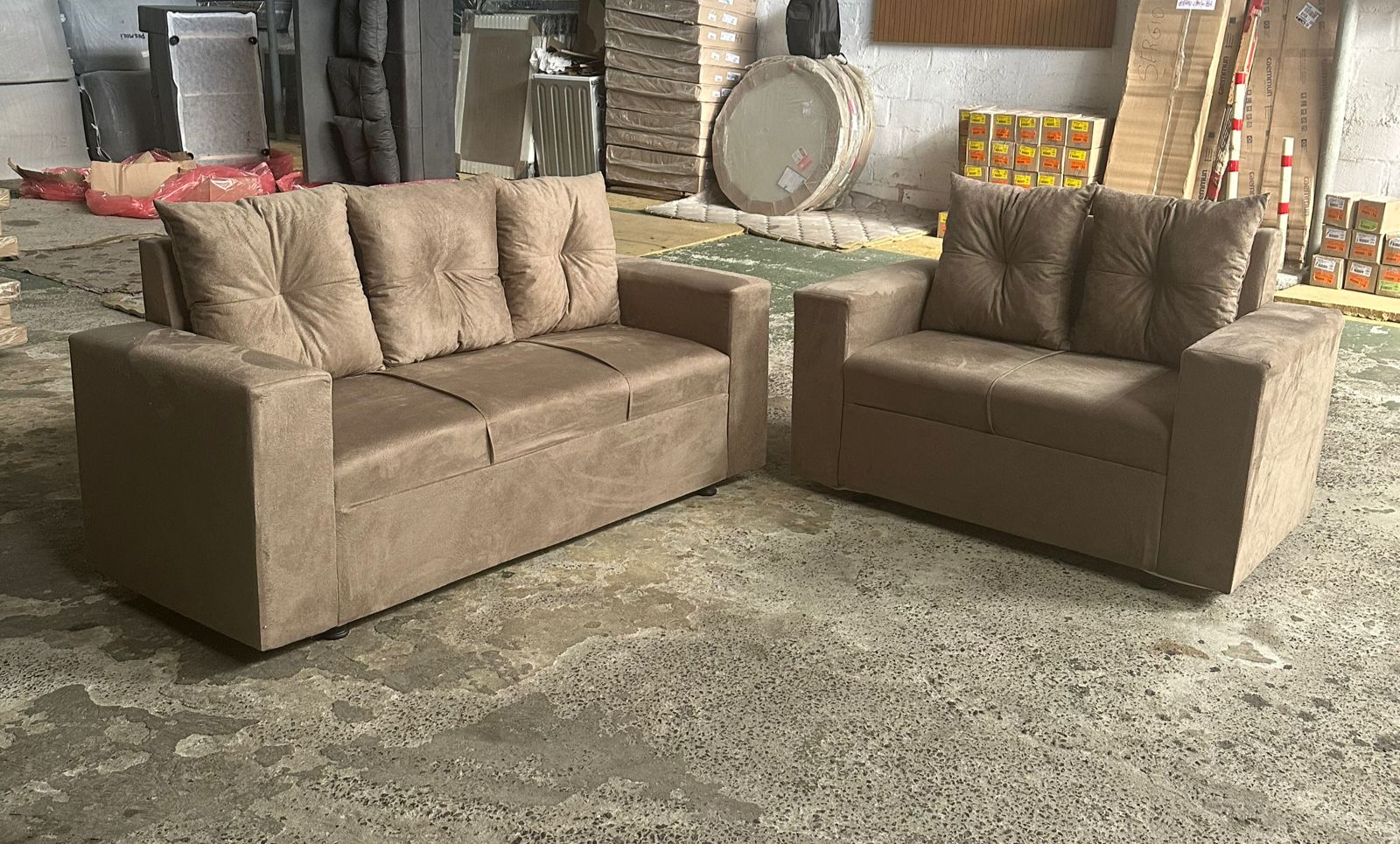 Sofa Pop Turim 2/3 Lugares C/Almofada Cor Bege Escuro - Imagem 2
