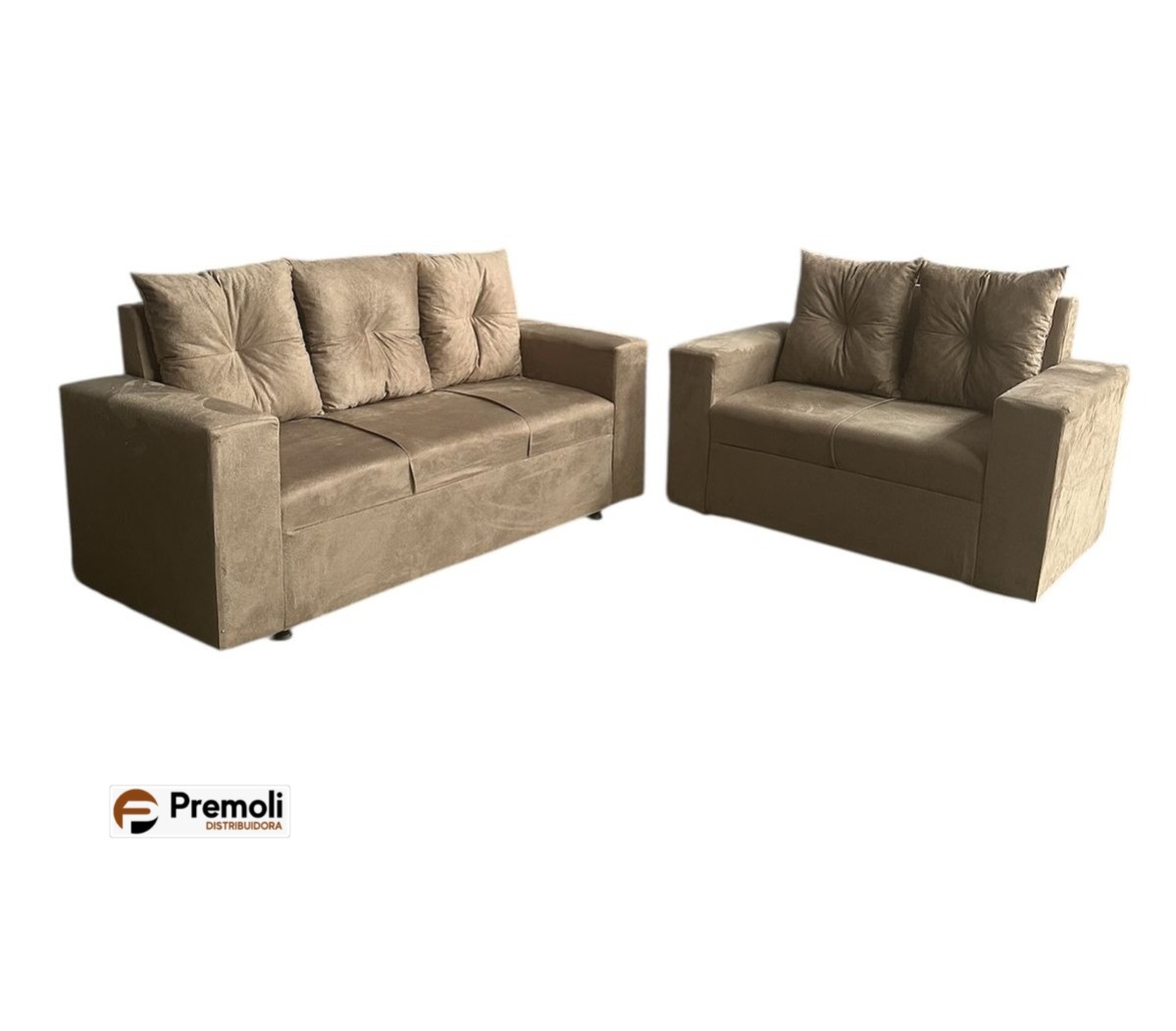 Sofa Pop Turim 2/3 Lugares C/Almofada Cor Bege Escuro