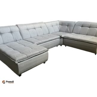 Sofá de Canto Vivace C/ Chaise Mola Bonnel Tecido Linho 4 Peças Cinza Claro