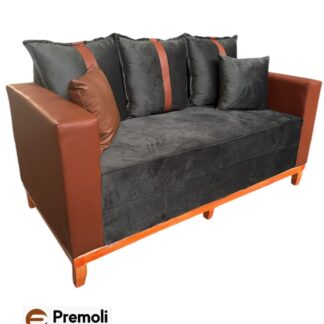 Sofá Montreal 1.90 Revestimento: Tecido Veludo Cinza / Braço Couro sintético