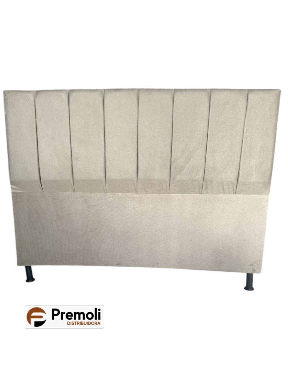 Cabeceira Palito Suede Bolinha Casal 138x Cor Bege Premoli Pode Ter Variação De Cor
