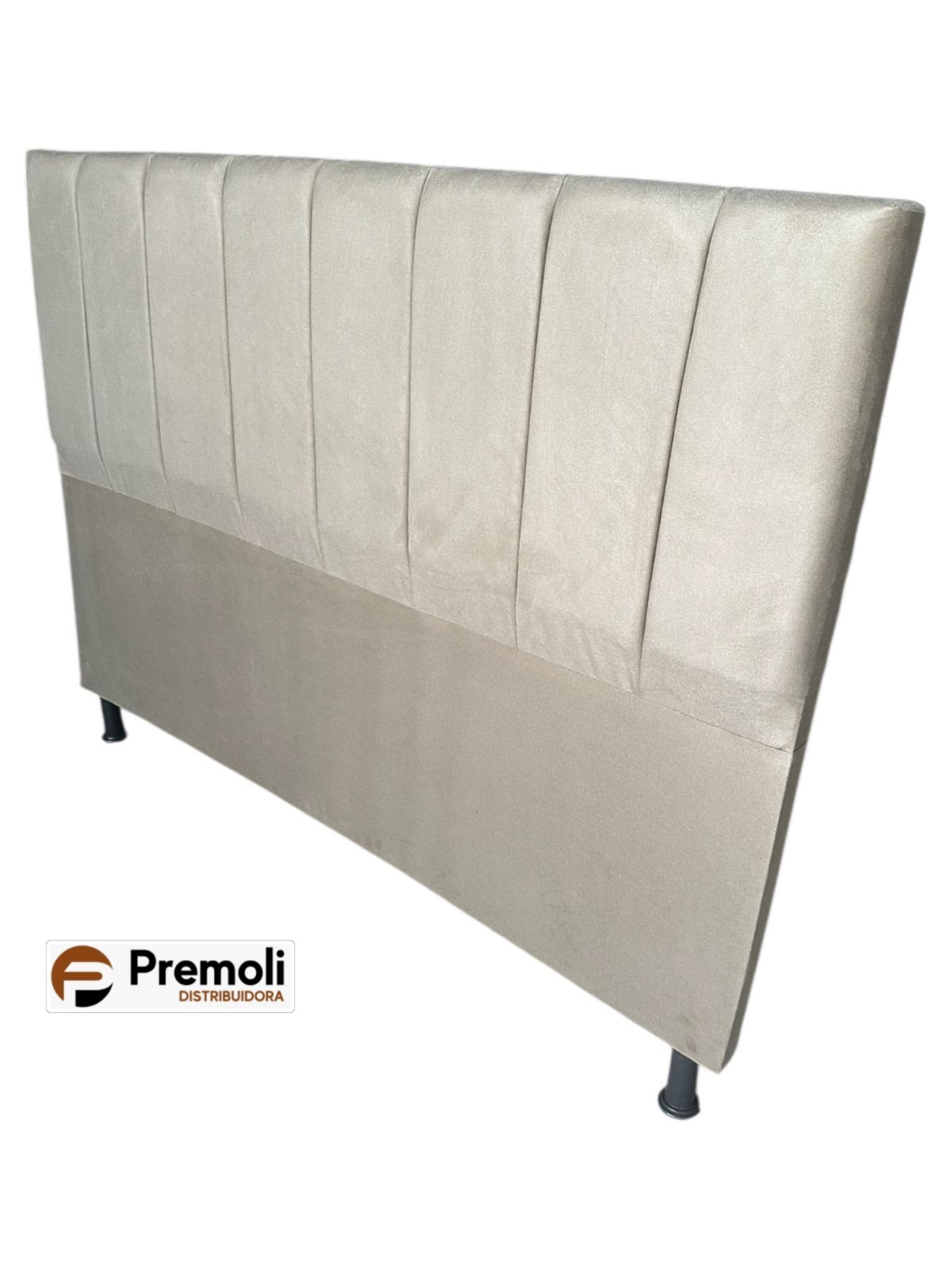 Cabeceira Palito Suede Bolinha Casal 138x Cor Bege Premoli Pode Ter Variação De Cor - Imagem 2