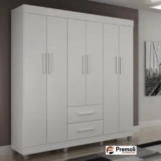 Roupeiro Paris 6 Portas Largura: 164 Cor Branco Chf Moveis