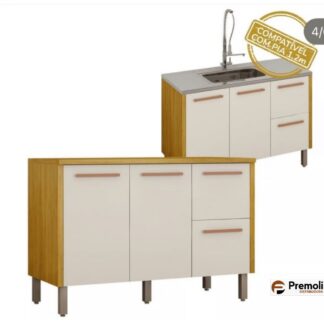 Balcão Dona 1.20  P/Pia  Cor Cinamomo/ off  Chf Moveis