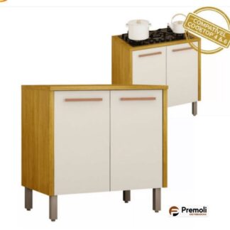 Balcão Dona 80Cm P/ Cooktop  Cor Cinamomo/ off Chf Moveis