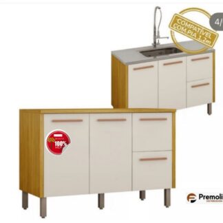 Balcão Dona 1.20  P/Pia  Cor Cinamomo/ off  Chf Moveis