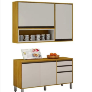 Aéreo Eduarda 1.20 Cm / Balcão Eduarda 1.20 Cm 3 Portas Cinanomo /Off White – Chf Moveis