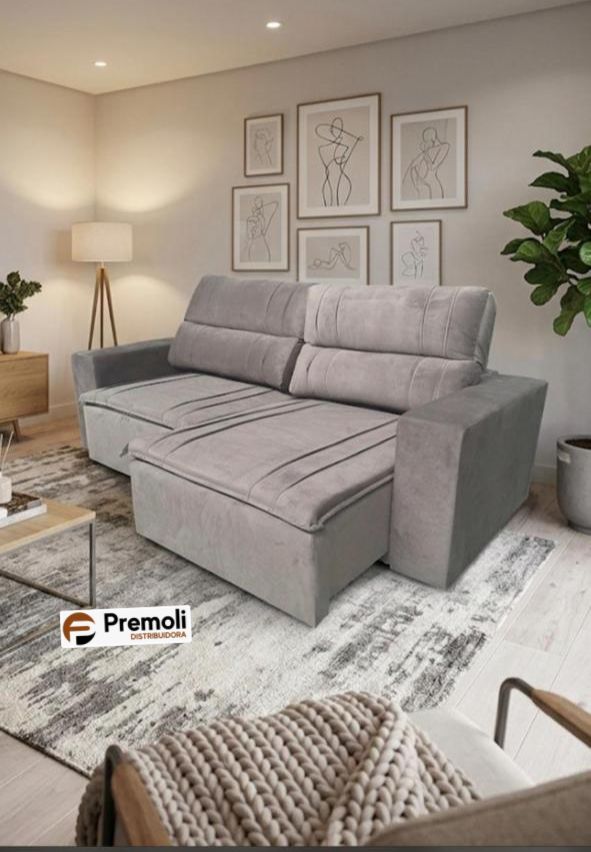 Sofá Toquio 2.10 Retrátil e Reclinável Bi-Partido Cor Marrom