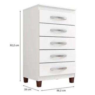 Cômoda Catar 5 Gavetas Branco ROSA  AZUL - INCORPLAC