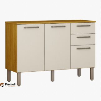 Balcão 3 portas e 2 gavetas malta cinamomo/off chf moveis