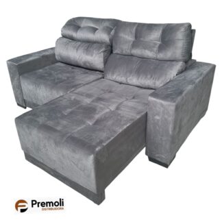 Sofá Grecía Retrátil e Reclinável Bi-Partido 2.00 Cor Cinza  Mola: Bonnel Hélicoidal