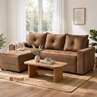 Sofa Concept Bahia Chaise Espuma D28 Cor Caramelo  INCA