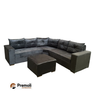 Sofa Canto Linha Reta Ramos Espuma D28 Cor Cinza Inca