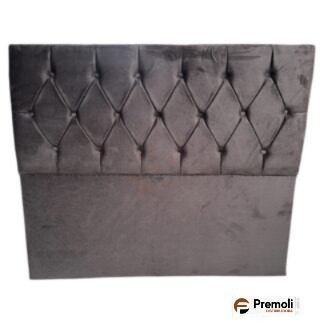 Cabeceira Estofada Capitone 158x Cor Marrom Escuro  Premoli Pés em madeira