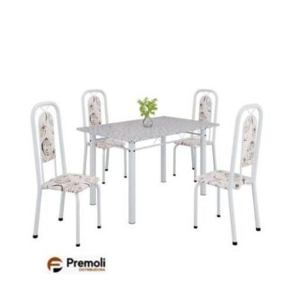 Mesa Tubular 120X75cm Pedra Ocre C/4 Cadeiras Lara/ Branco Pode haver variações de cor Estampas