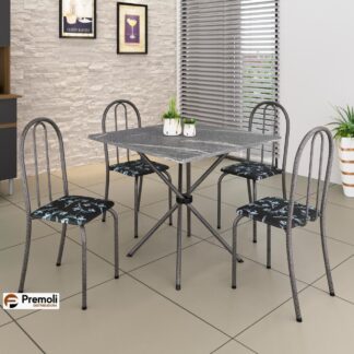 Mesa Tubular 70x70cm Granito Topázio 4 Cad Mart Prata Pode haver variações de cor Estampas