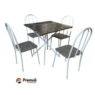 Mesa Tubular 048 Branca 70x70cm Granito Topázio 4 Cad Ane B Cor Cinzal/Grafit Pode haver variações de cor Estampas